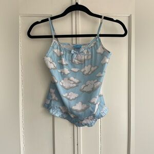 Nick & Nora Sleepwear Kids Blue cloud print PJs Pajamas cami top Medium 8